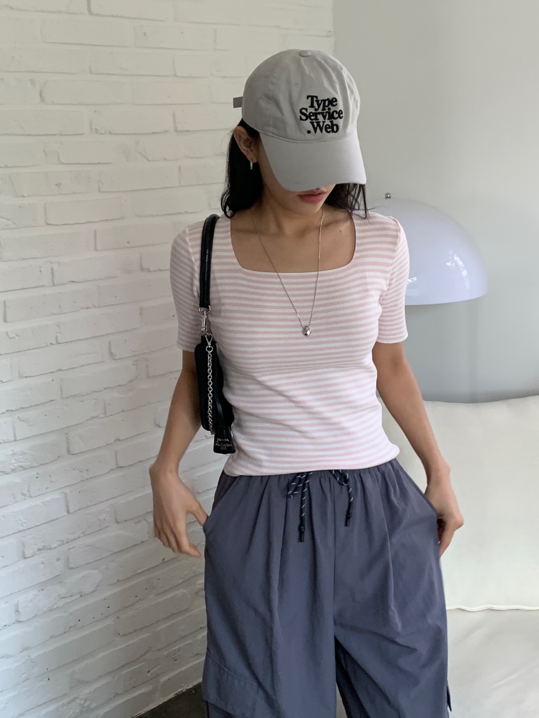 ニットスクエアネックスリム半袖ボーダーTシャツ | 詳細画像5