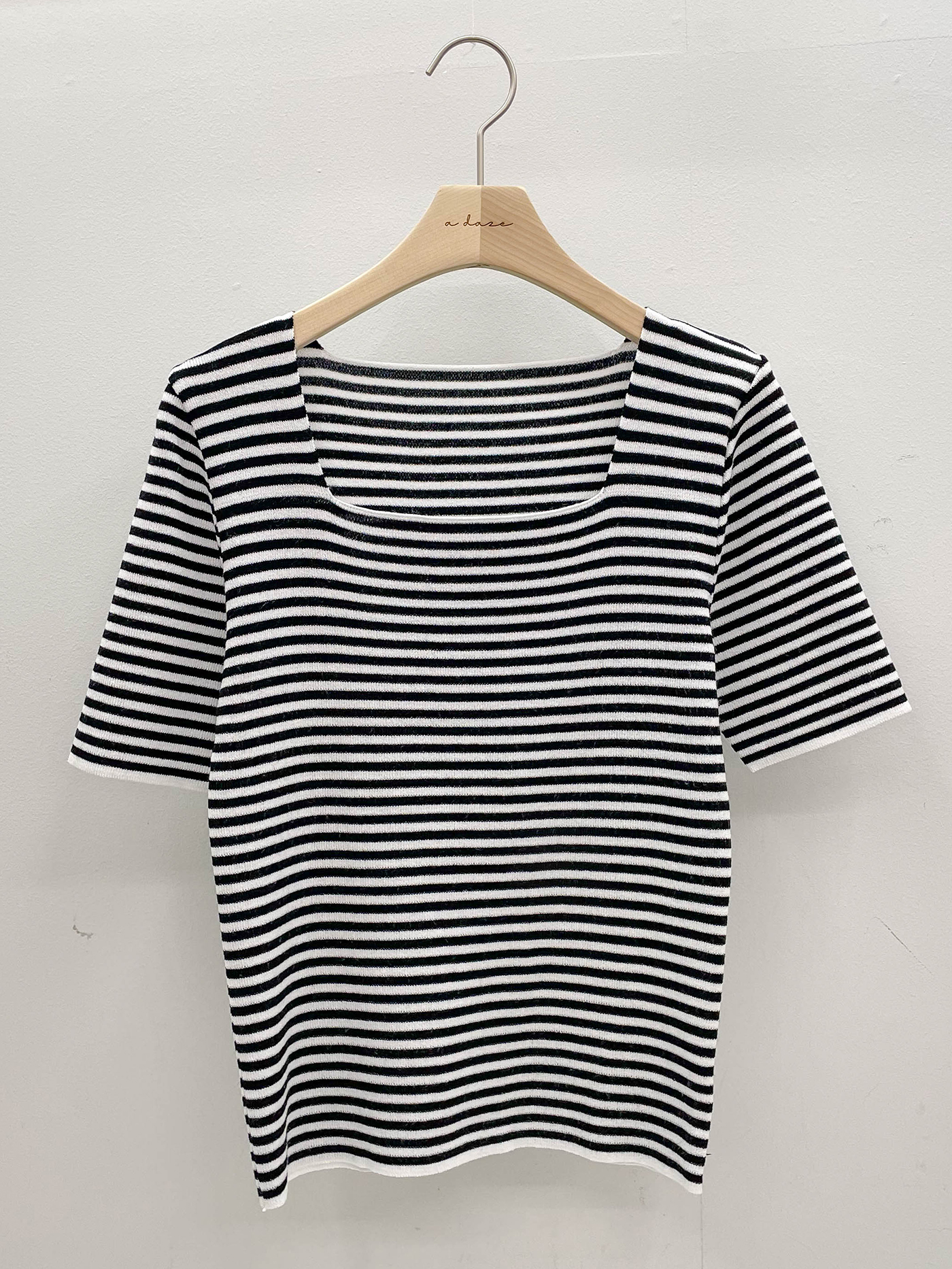 ニットスクエアネックスリム半袖ボーダーTシャツ | 詳細画像18