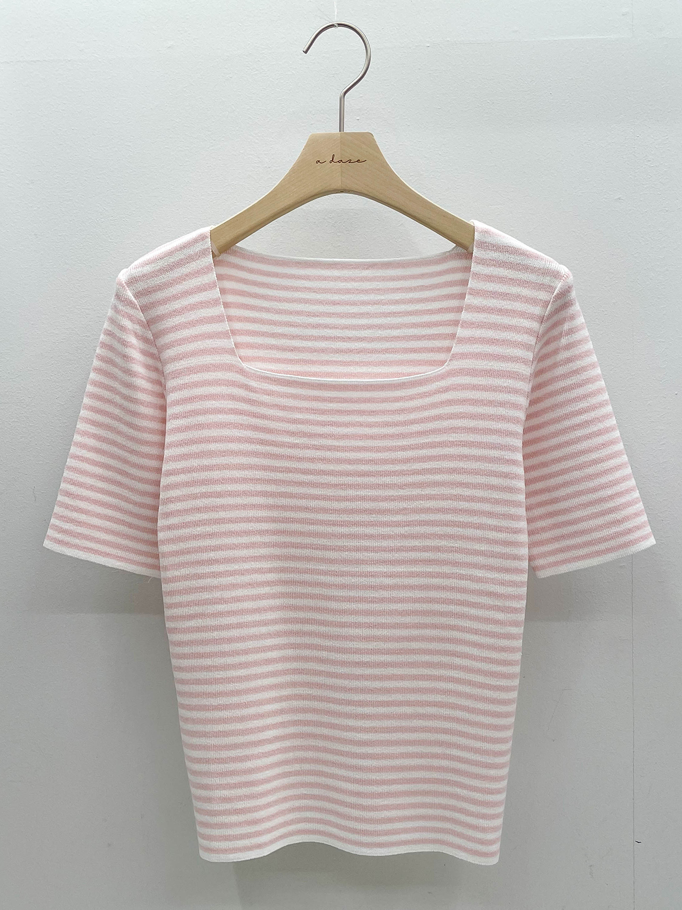 ニットスクエアネックスリム半袖ボーダーTシャツ | 詳細画像16