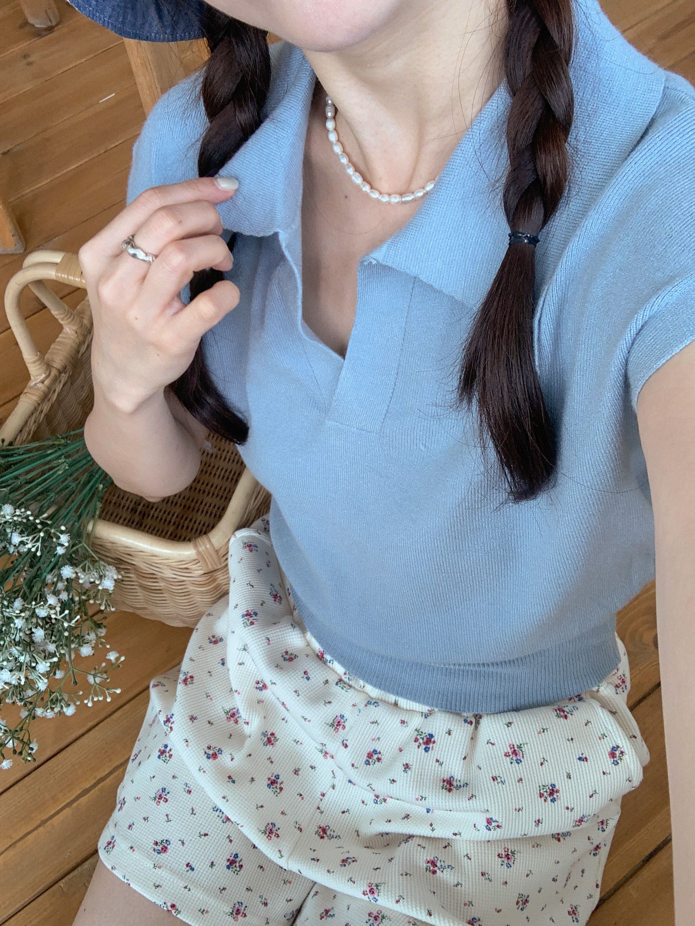 ニットカラーフレンチスリーブTシャツ | 詳細画像10