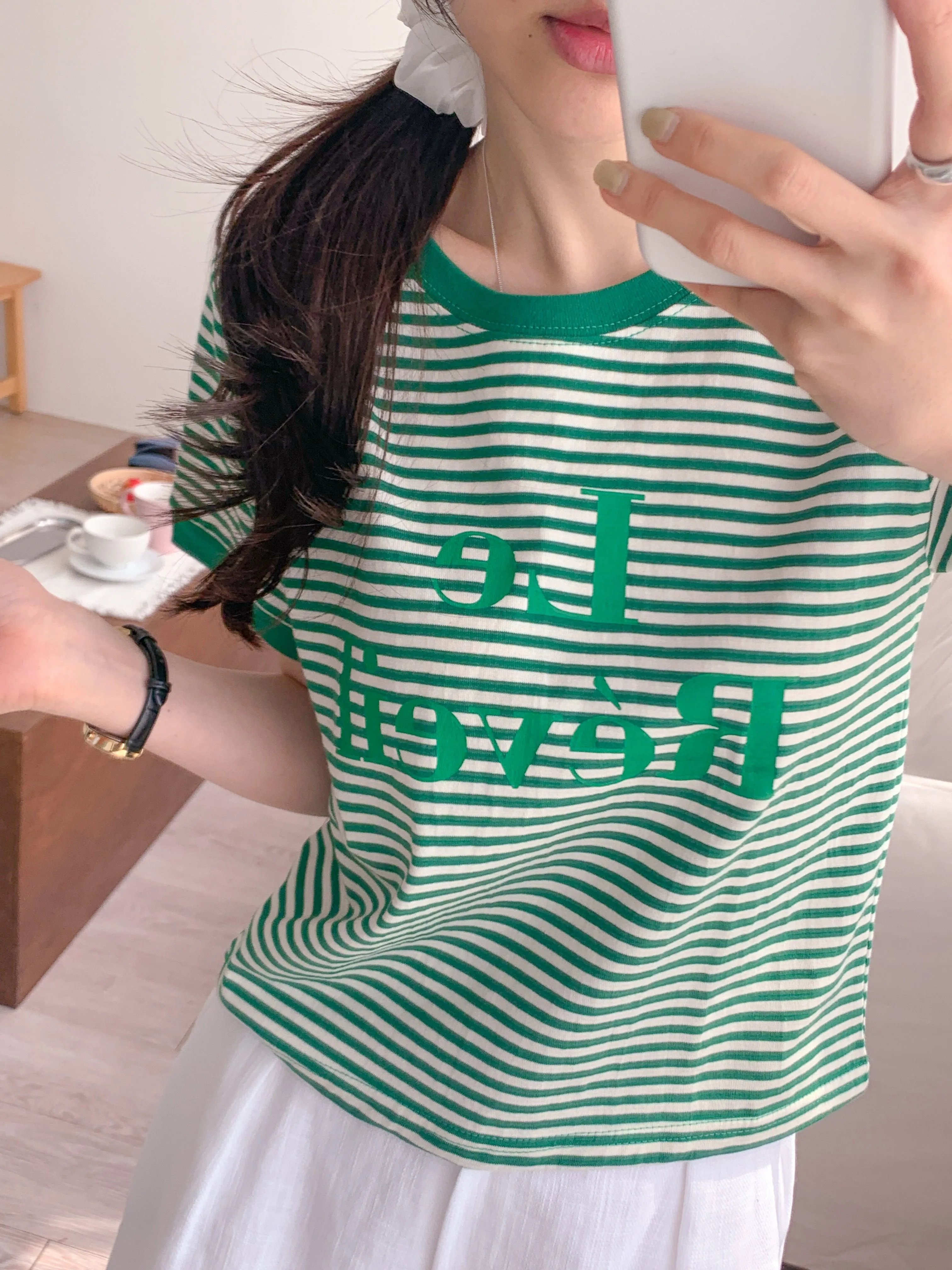 ラウンドネック半袖ボーダーTシャツ | 詳細画像1