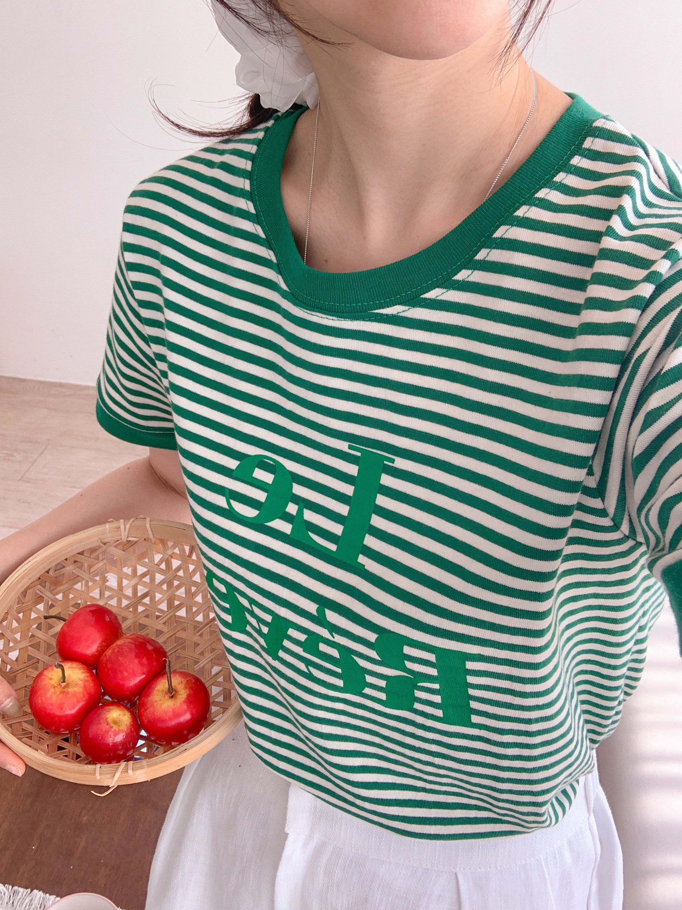 ラウンドネック半袖ボーダーTシャツ | 詳細画像6