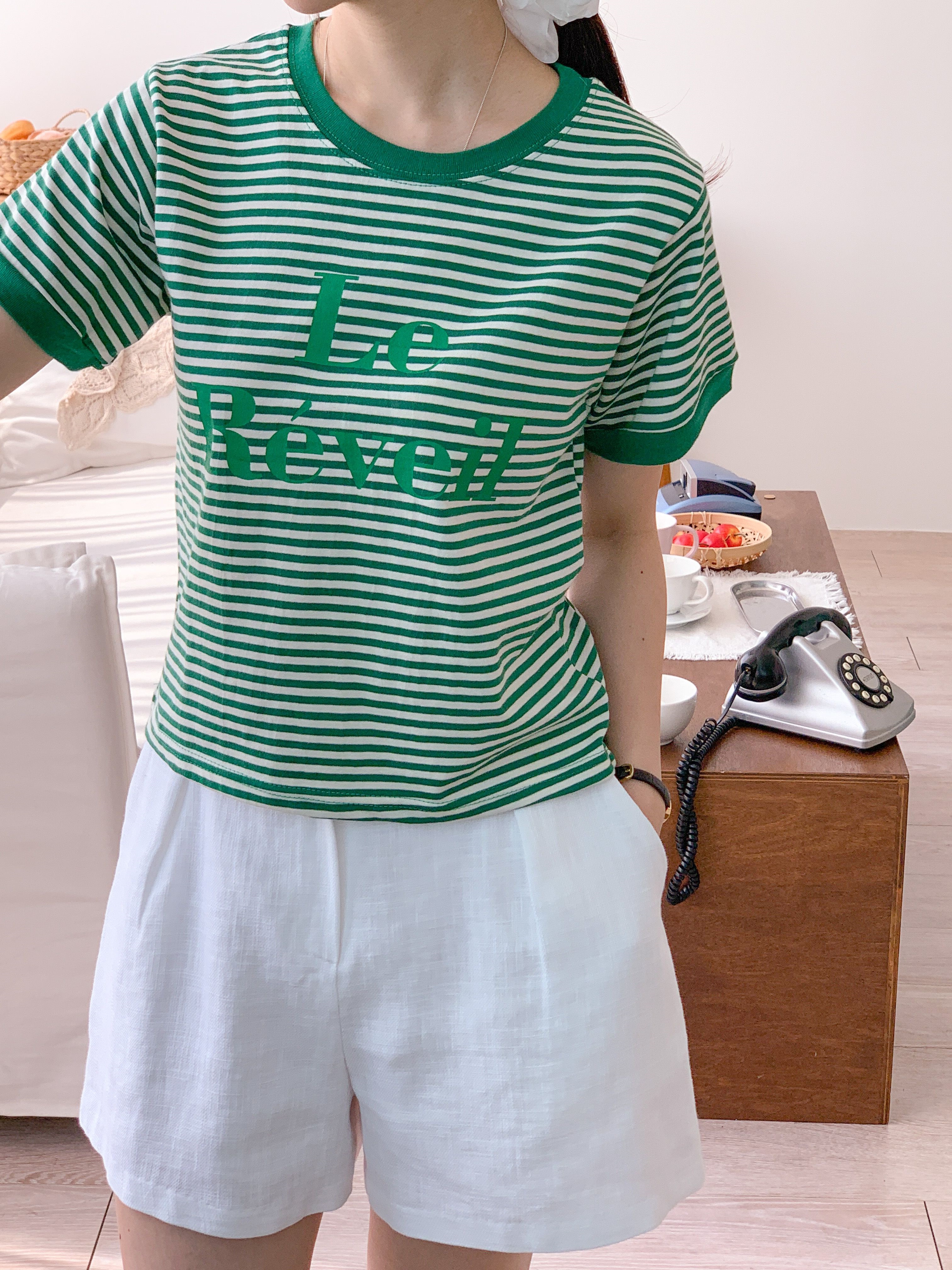ラウンドネック半袖ボーダーTシャツ | 詳細画像9