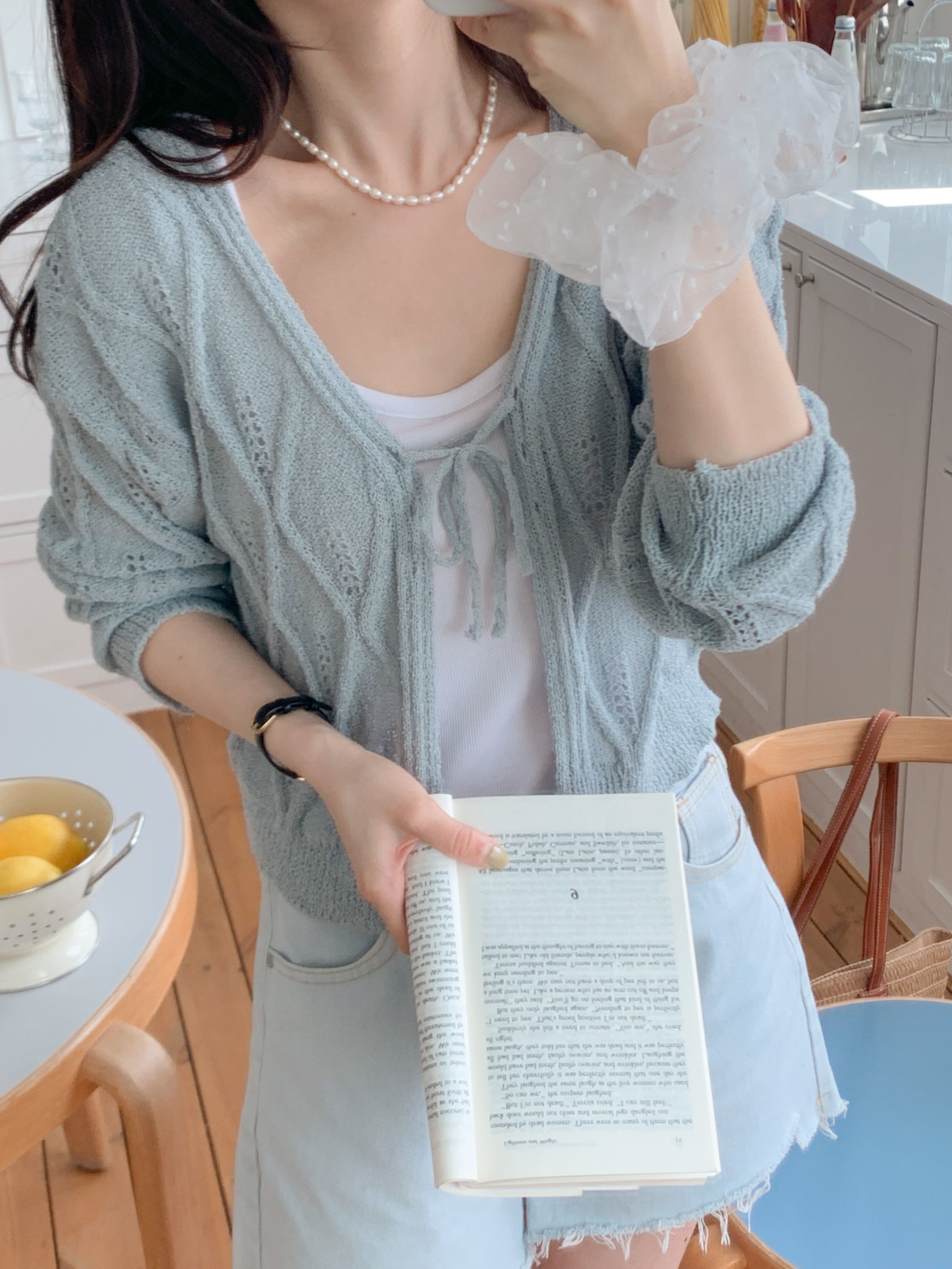 ニットドローストリング長袖ケーブルボレロ | 詳細画像6