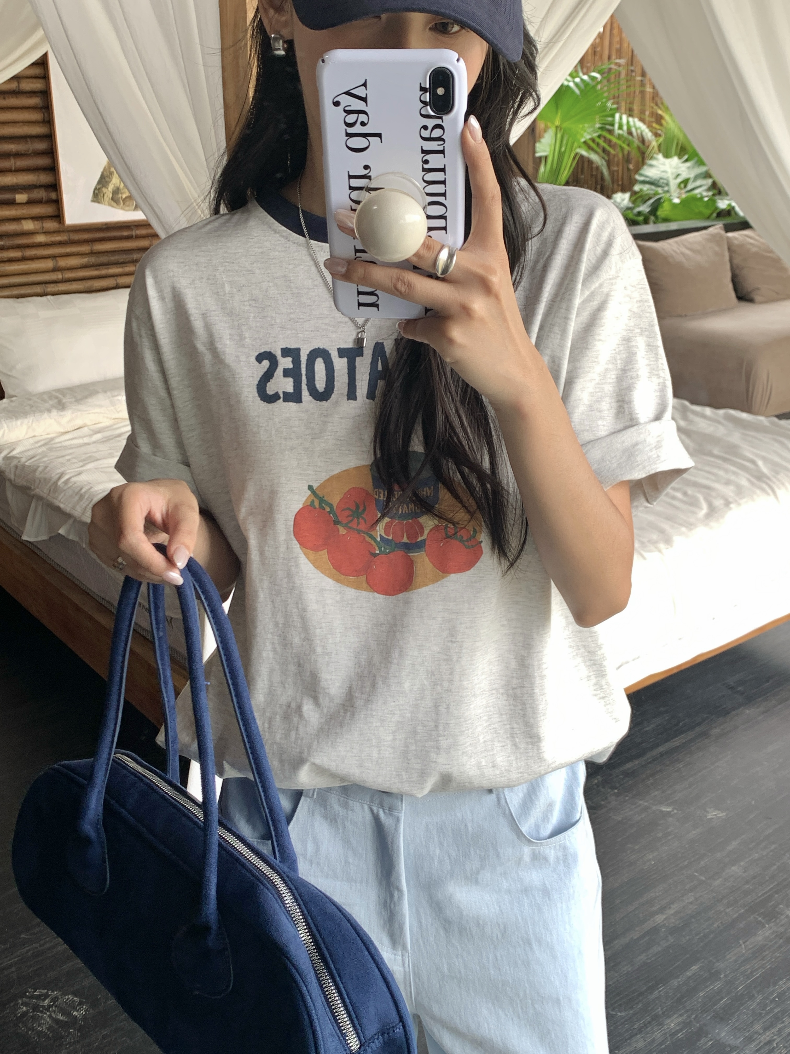 配色ルーズ半袖プリントTシャツ | 詳細画像6