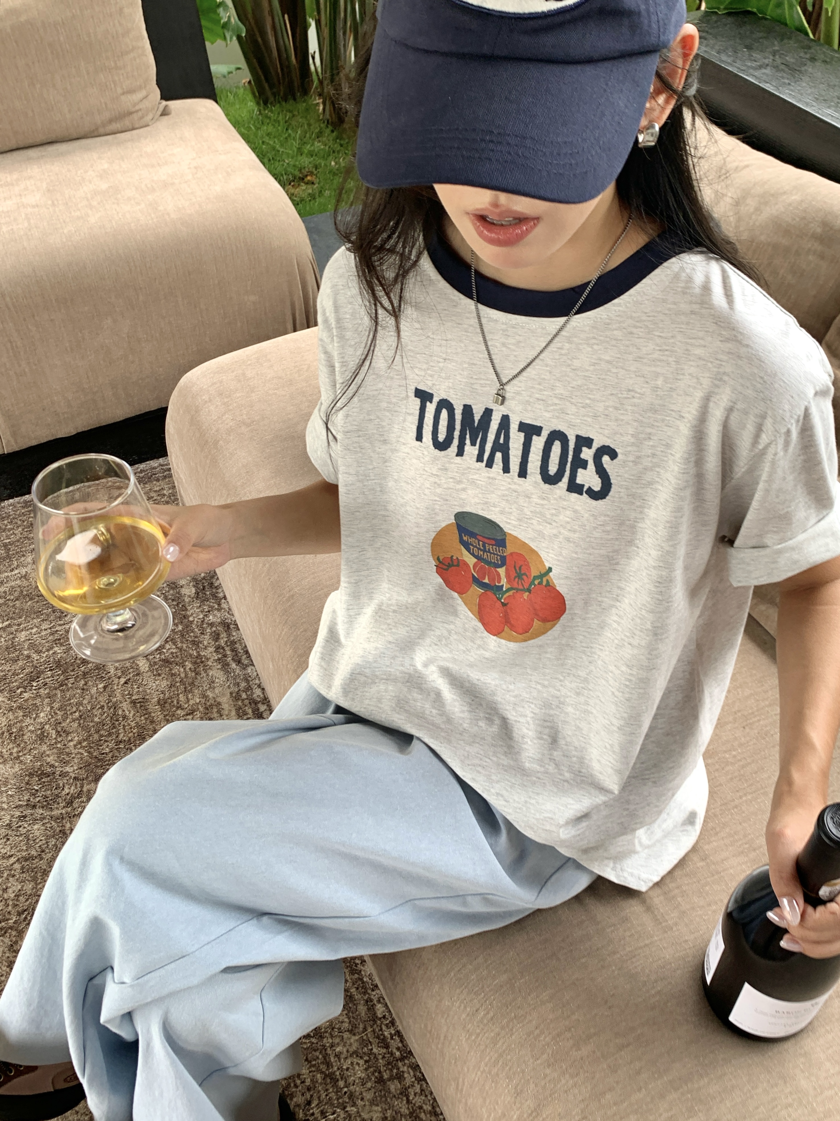 配色ルーズ半袖プリントTシャツ | 詳細画像4