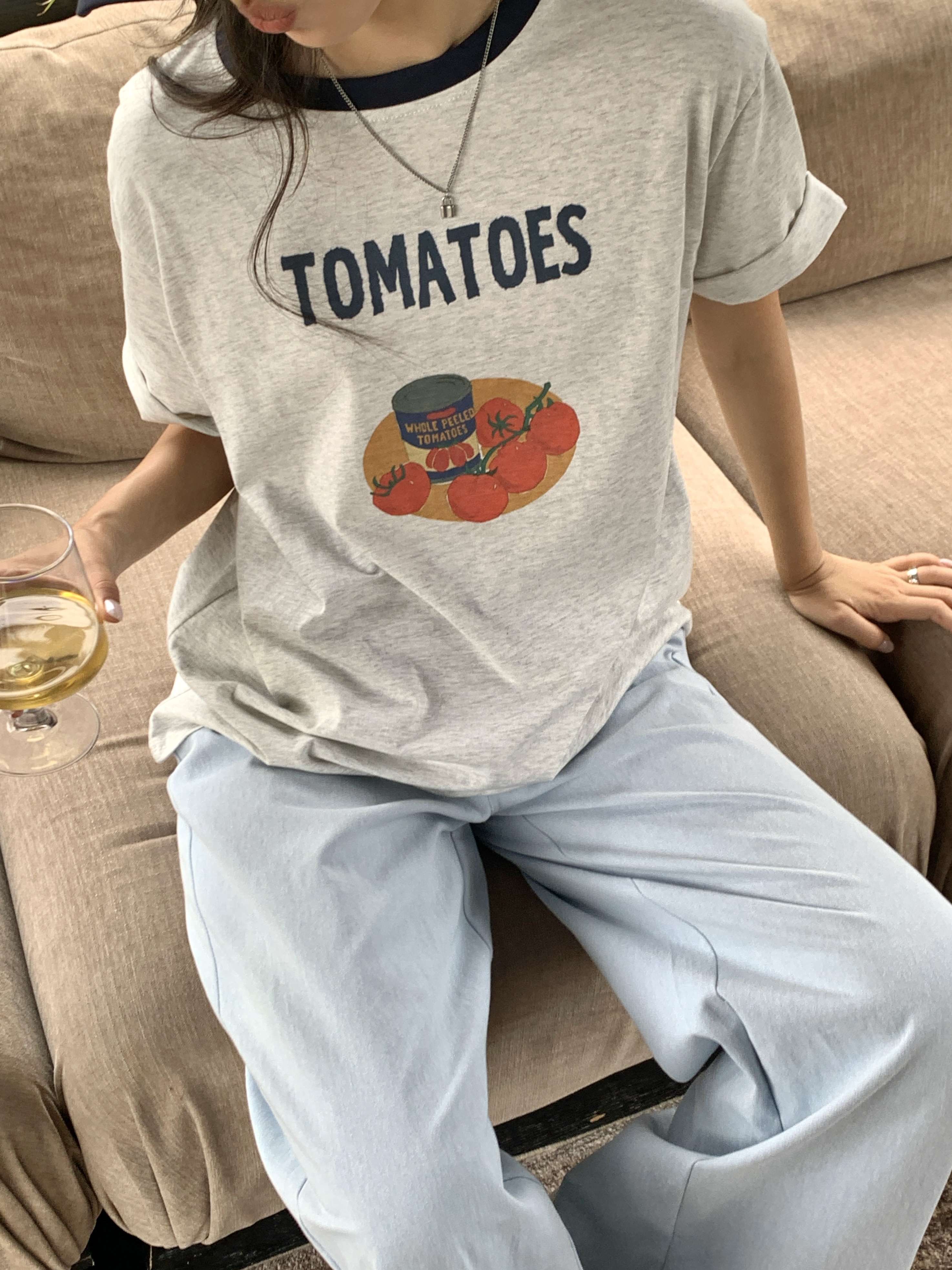 配色ルーズ半袖プリントTシャツ | 詳細画像2