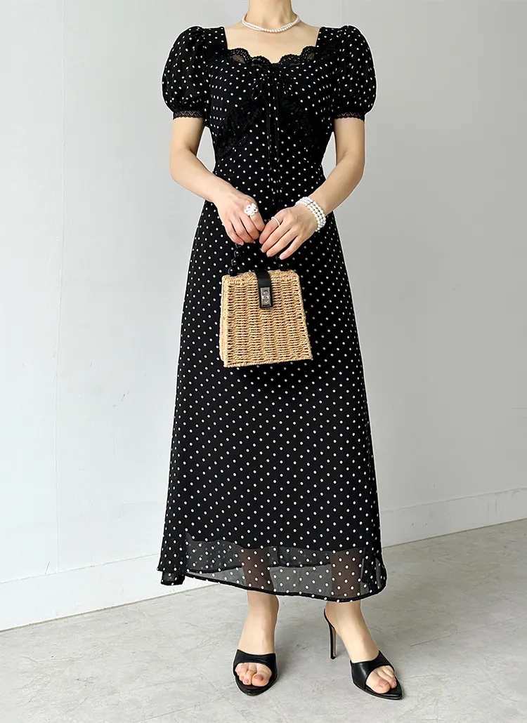 ハートネックドットレースワンピース | binsholic | 詳細画像1