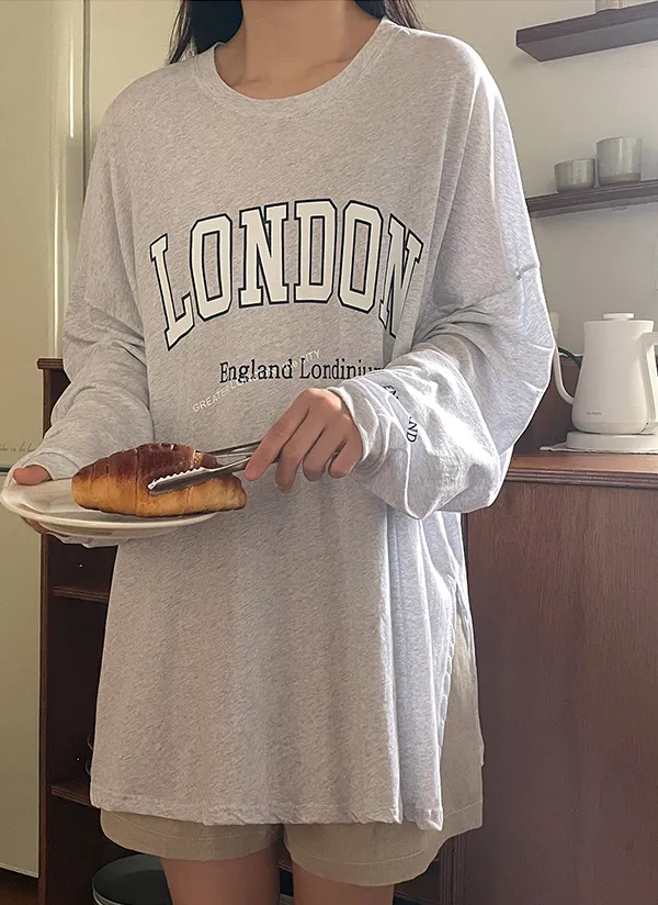 スリット長袖レタリングTシャツ | crushj | 詳細画像1