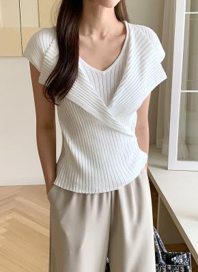 PLUS OTO.HA /オフショルダー ホワイトニット 半袖 リブオフショルダー半袖ニット | レディースファッション通販