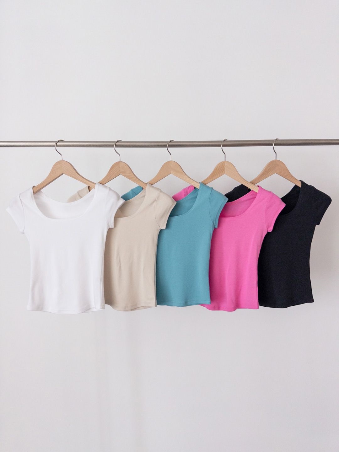 スクエアネックキャップスリーブTシャツ | 詳細画像6