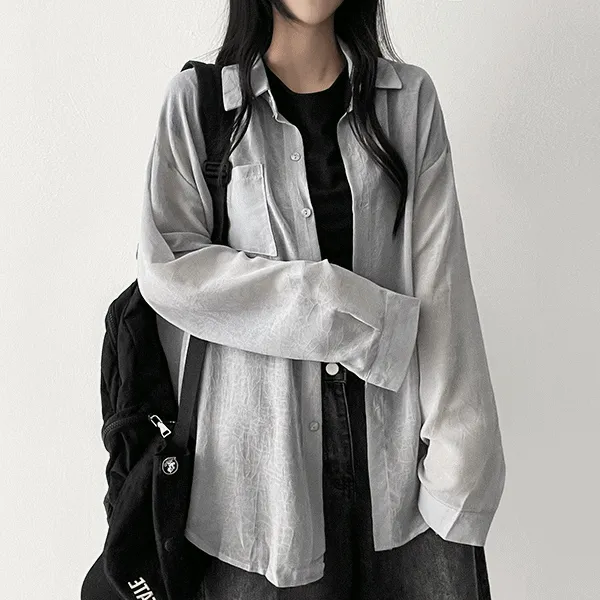 シースルー長袖ルーズシャツ | hijjoo | 詳細画像1