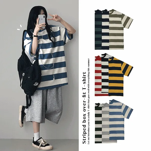 ボクシー半袖ボーダーTシャツ | hijjoo | 詳細画像1