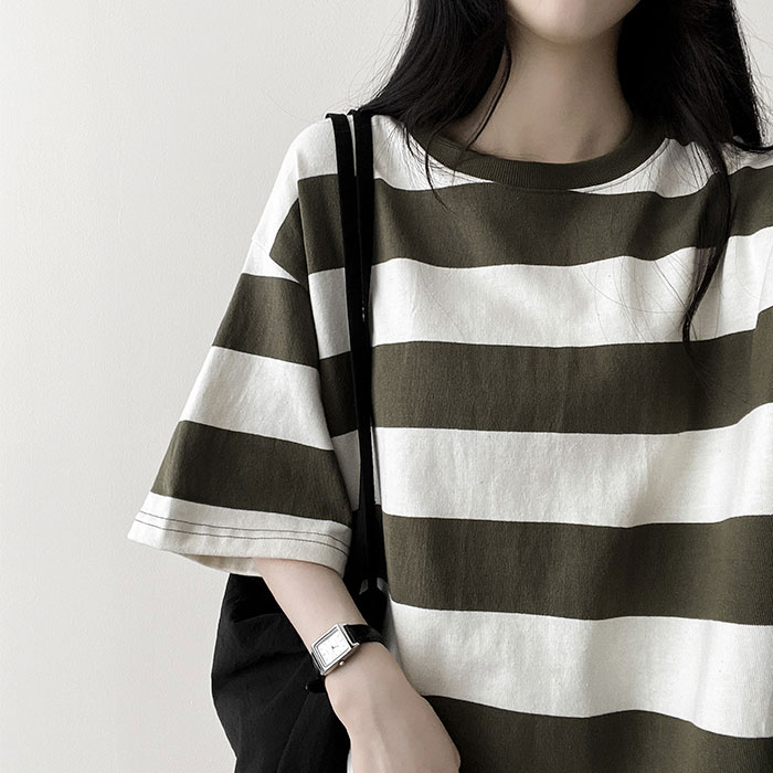 ボクシー半袖ボーダーTシャツ | レディースファッション通販 - DHOLIC
