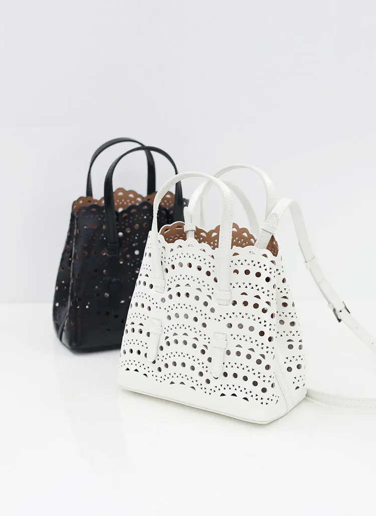 2WAYカウレザーパンチングトートバッグショルダーバッグ | whosbag | 詳細画像1