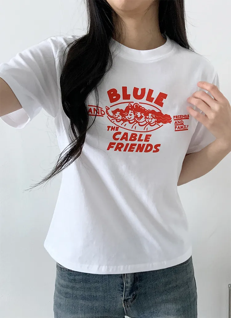 ラウンドネックプリントTシャツ | 詳細画像1