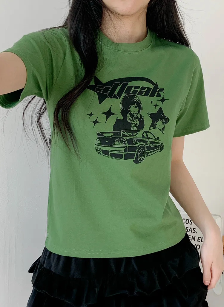 ラウンドネック半袖プリントTシャツ | 詳細画像1