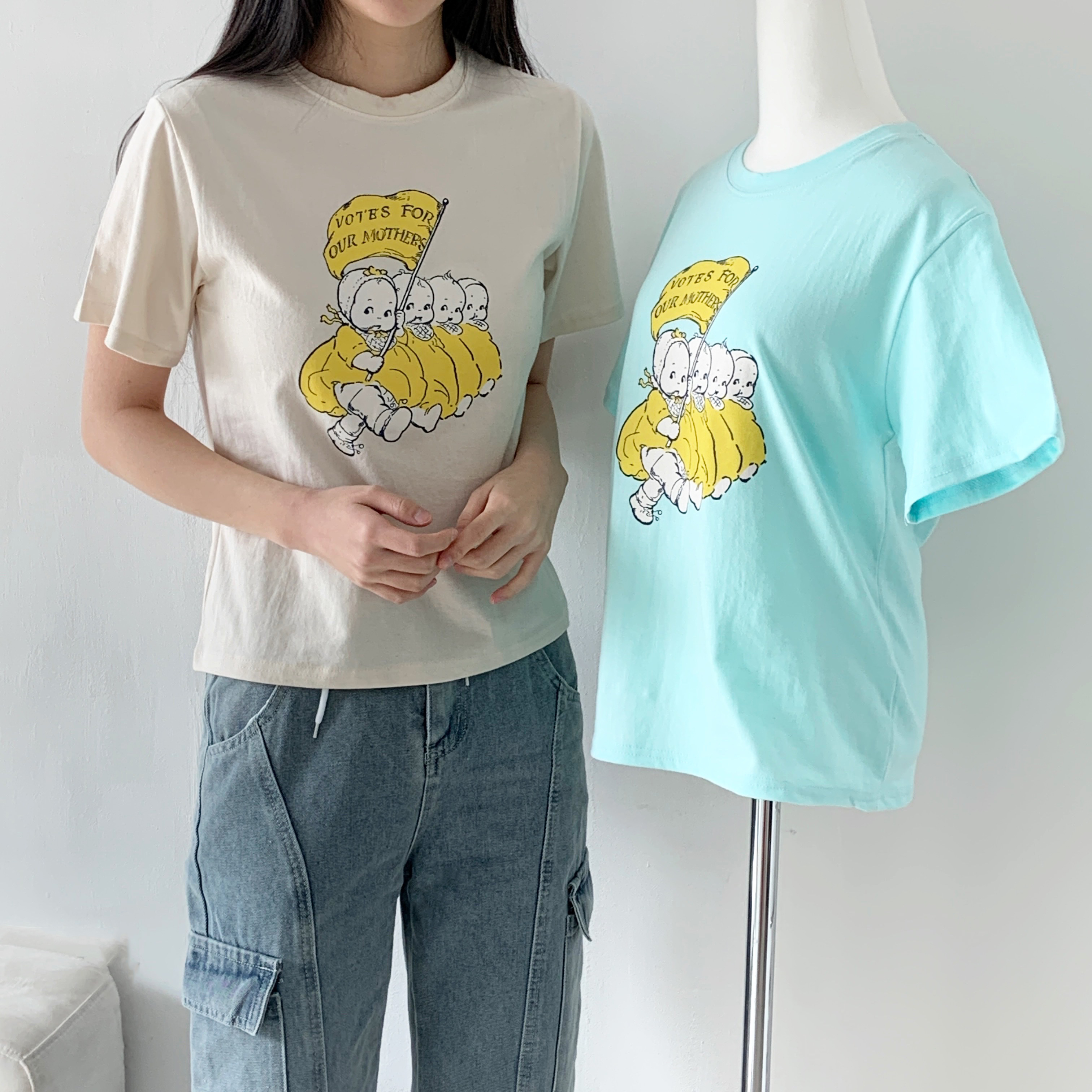 ラウンドネックプリントパステルTシャツ | 詳細画像3