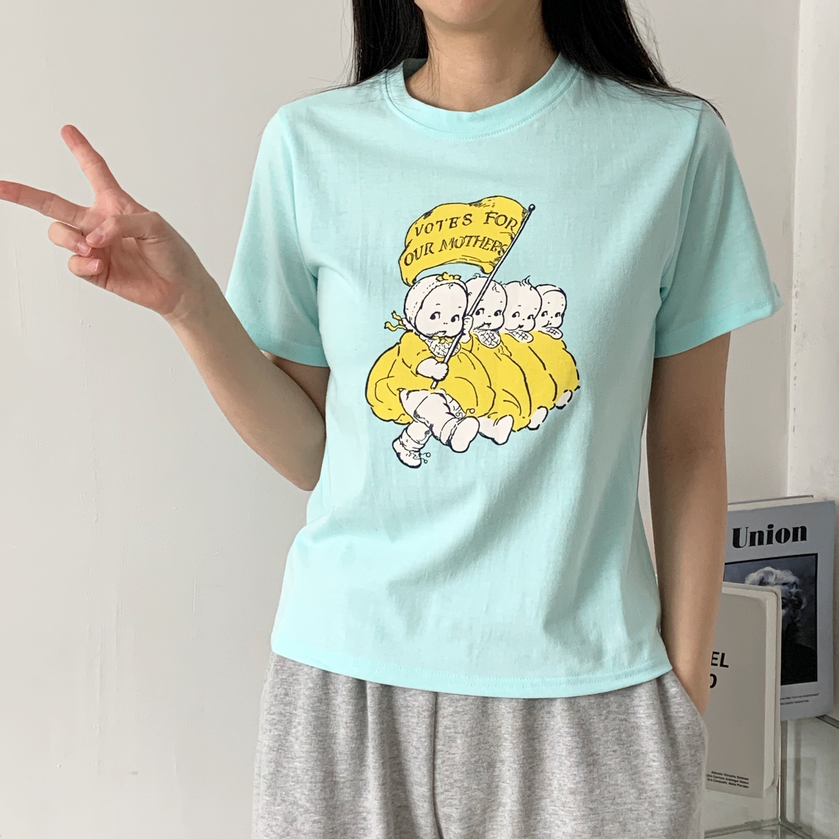 ラウンドネックプリントパステルTシャツ | 詳細画像5