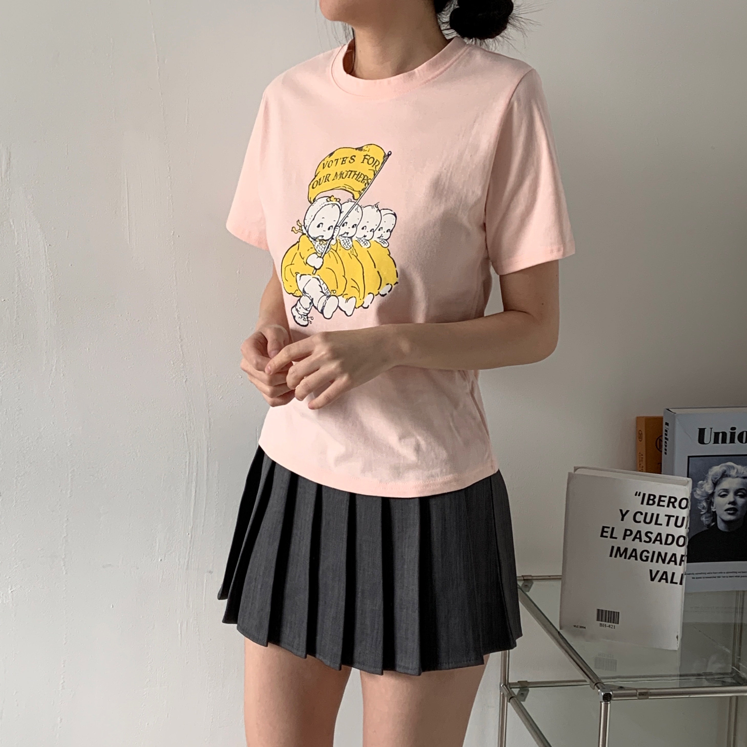 ラウンドネックプリントパステルTシャツ | 詳細画像9
