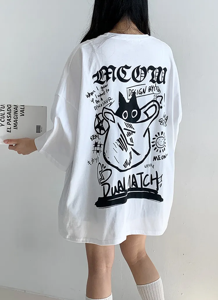 ラウンドネックボクシープリントTシャツ | 詳細画像1