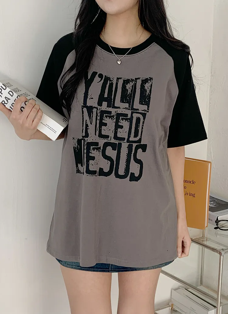 ラグラン半袖プリントTシャツ | 詳細画像1