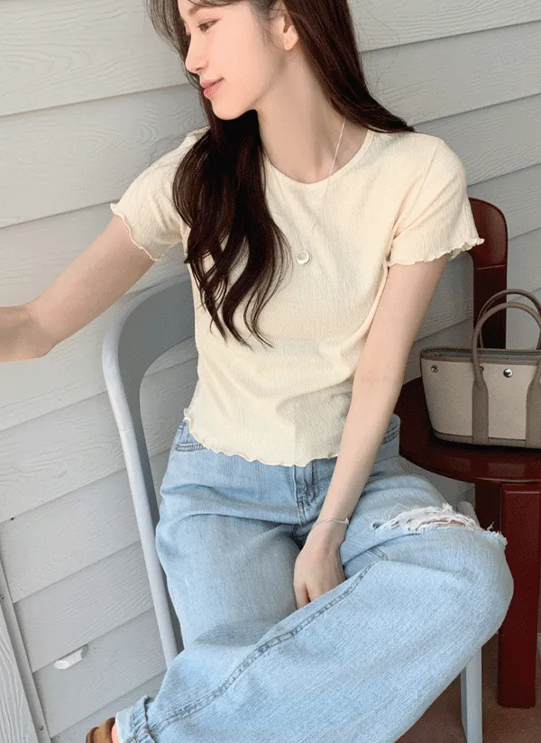 プリーツ半袖スリムTシャツ | 66girls | 詳細画像1