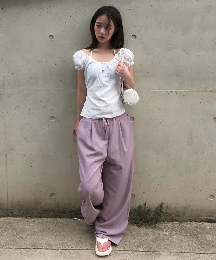 ウエストゴムワイド配色パンツ | anyonemore | 詳細画像1