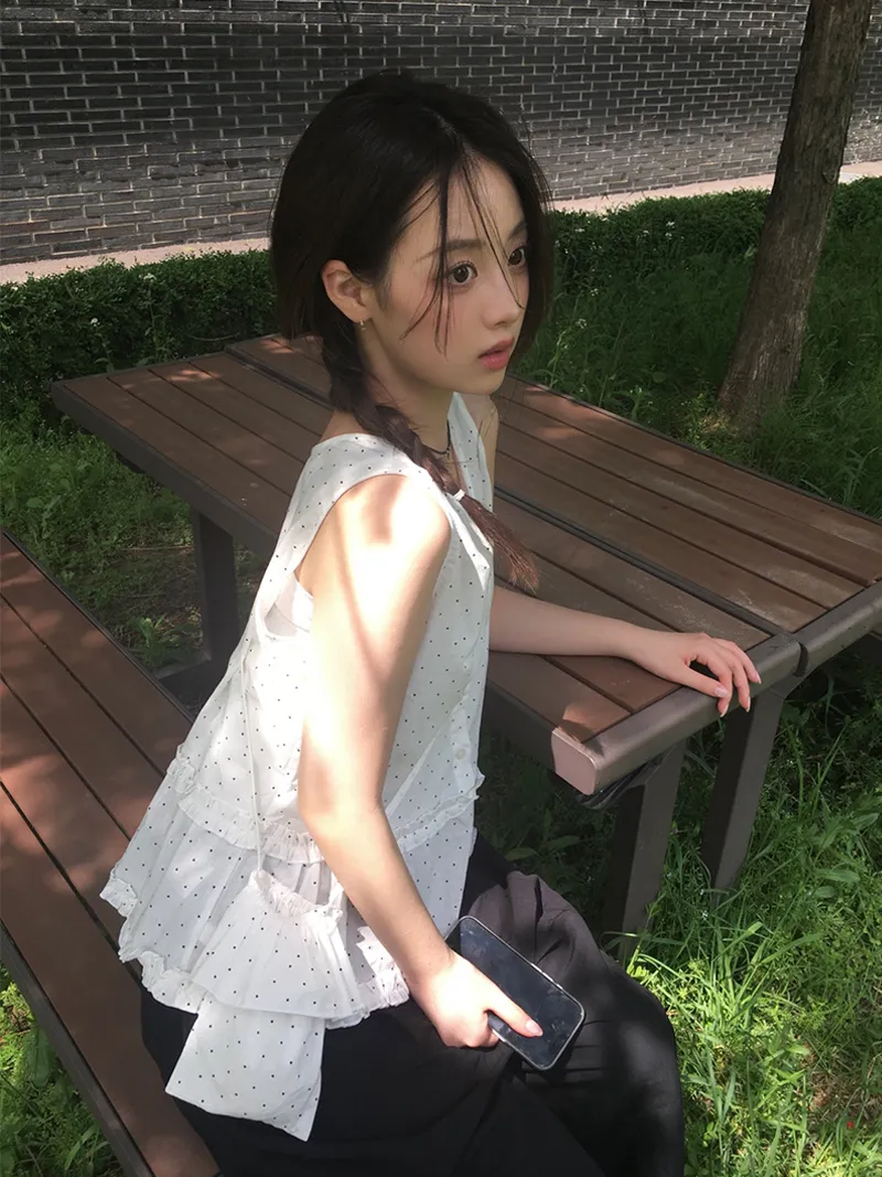 ポーチ付フリルドットノースリーブ | anyonemore | 詳細画像1