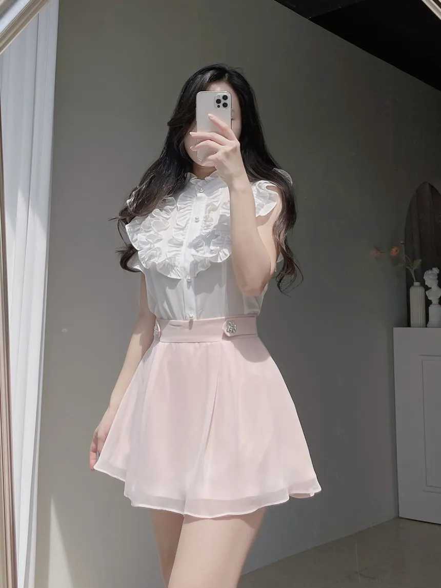 パンツ裏地シフォンキュービックスカート | mirangmirang | 詳細画像9