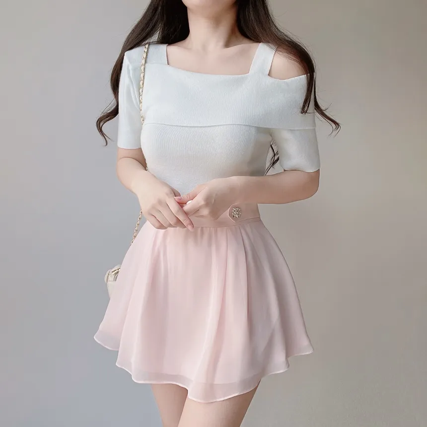 パンツ裏地シフォンキュービックスカート | mirangmirang | 詳細画像12