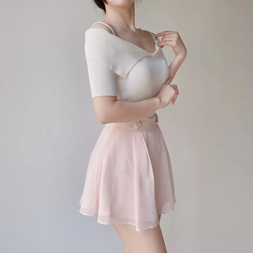パンツ裏地シフォンキュービックスカート | mirangmirang | 詳細画像15