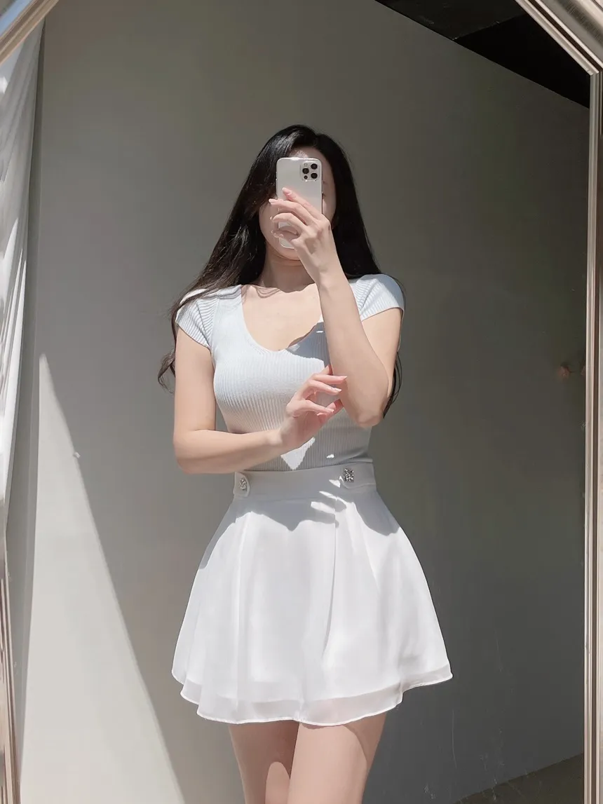 パンツ裏地シフォンキュービックスカート | mirangmirang | 詳細画像34