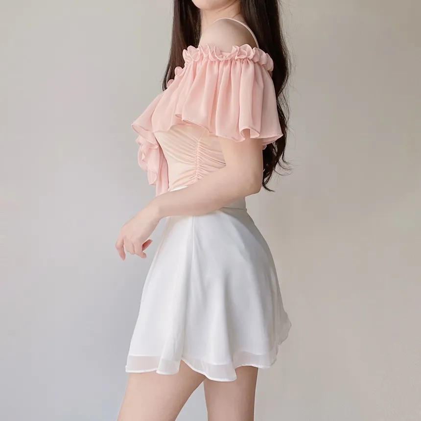 パンツ裏地シフォンキュービックスカート | mirangmirang | 詳細画像56