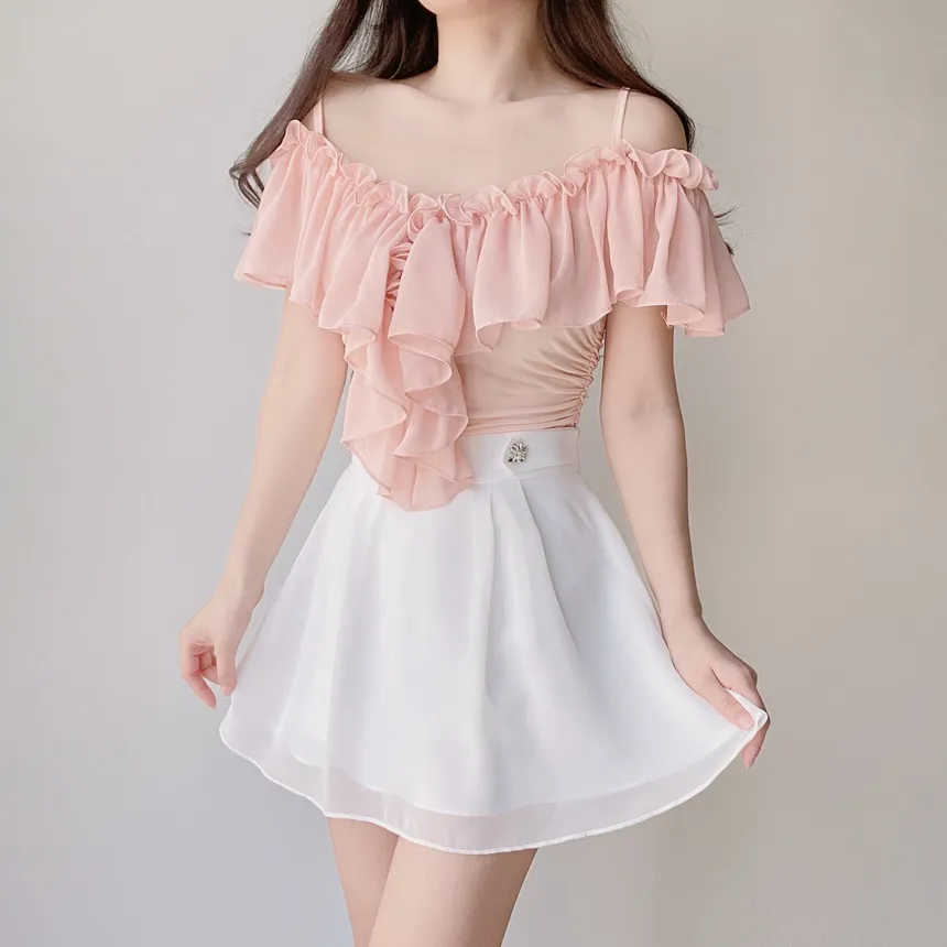 パンツ裏地シフォンキュービックスカート | mirangmirang | 詳細画像58