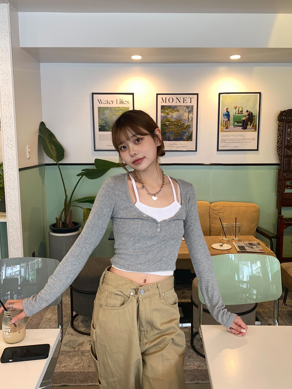 レイヤード風フロントボタンカットソー | 詳細画像10