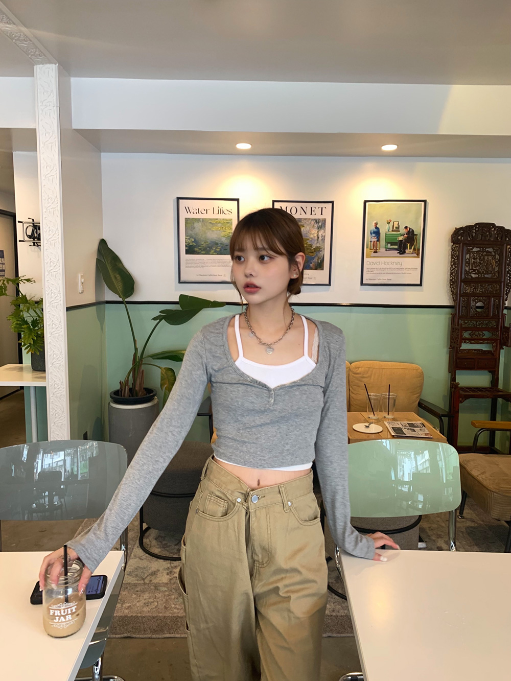 レイヤード風フロントボタンカットソー | 詳細画像11