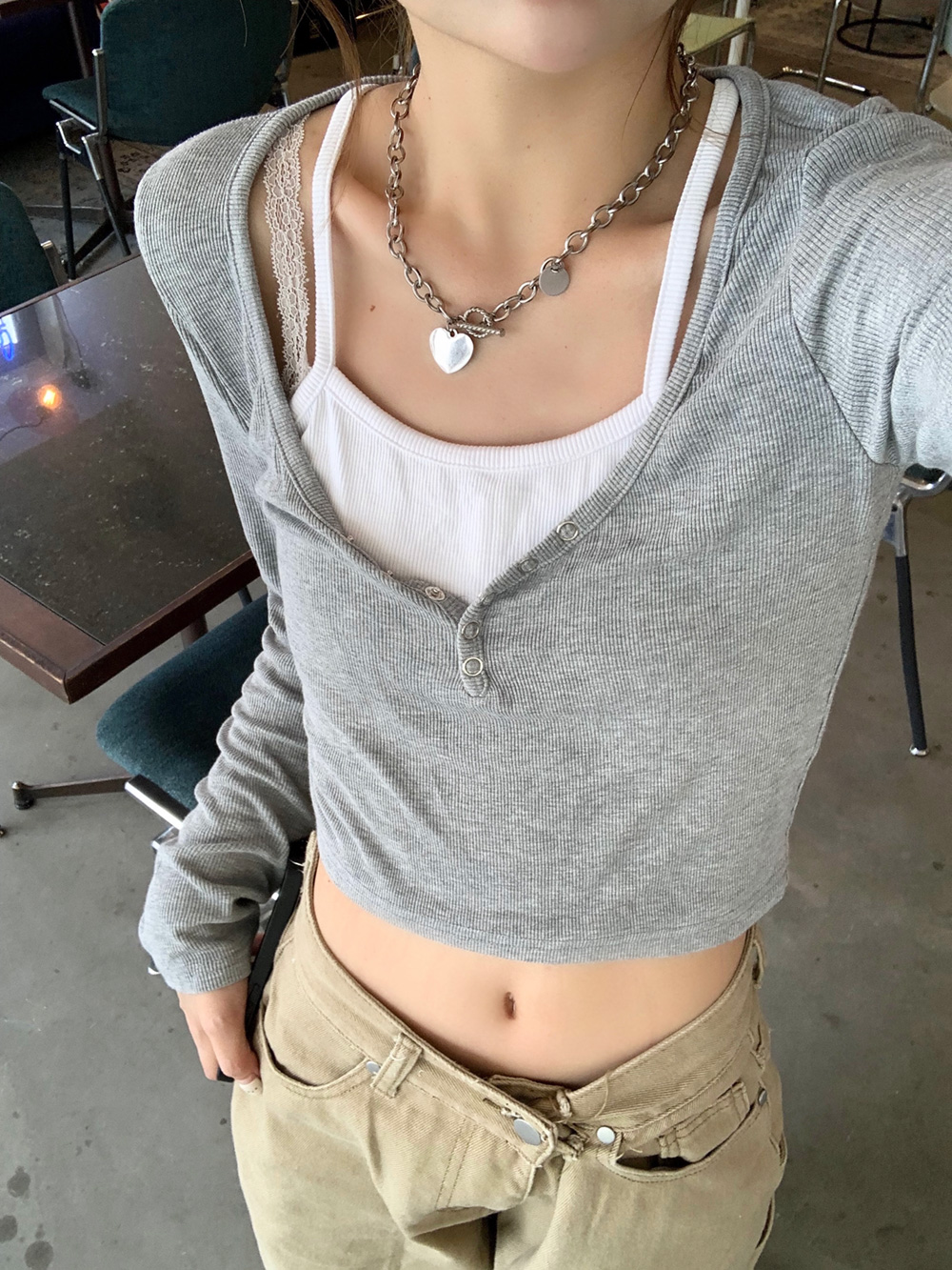 レイヤード風フロントボタンカットソー | 詳細画像14