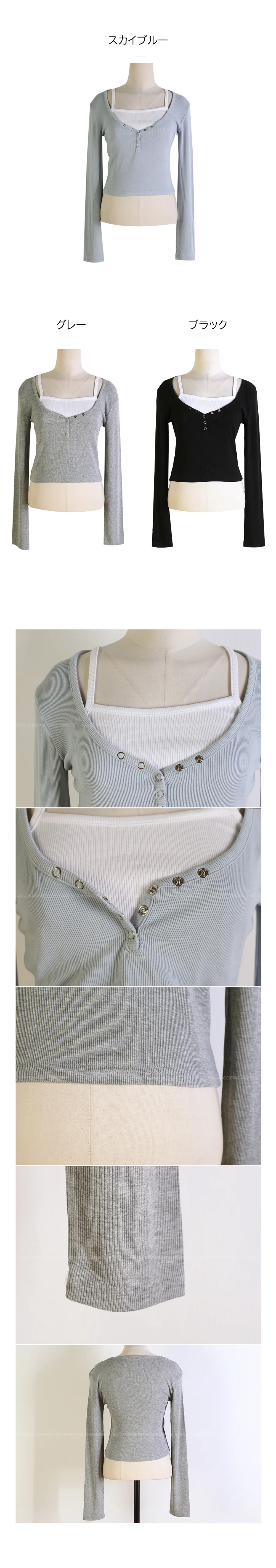 レイヤード風フロントボタンカットソー | 詳細画像15