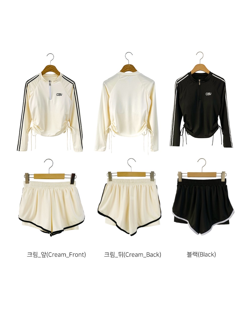 カップ付ストレッチウエストゴムスリム長袖セットアップTシャツラッシュガードショートパンツ | 詳細画像13
