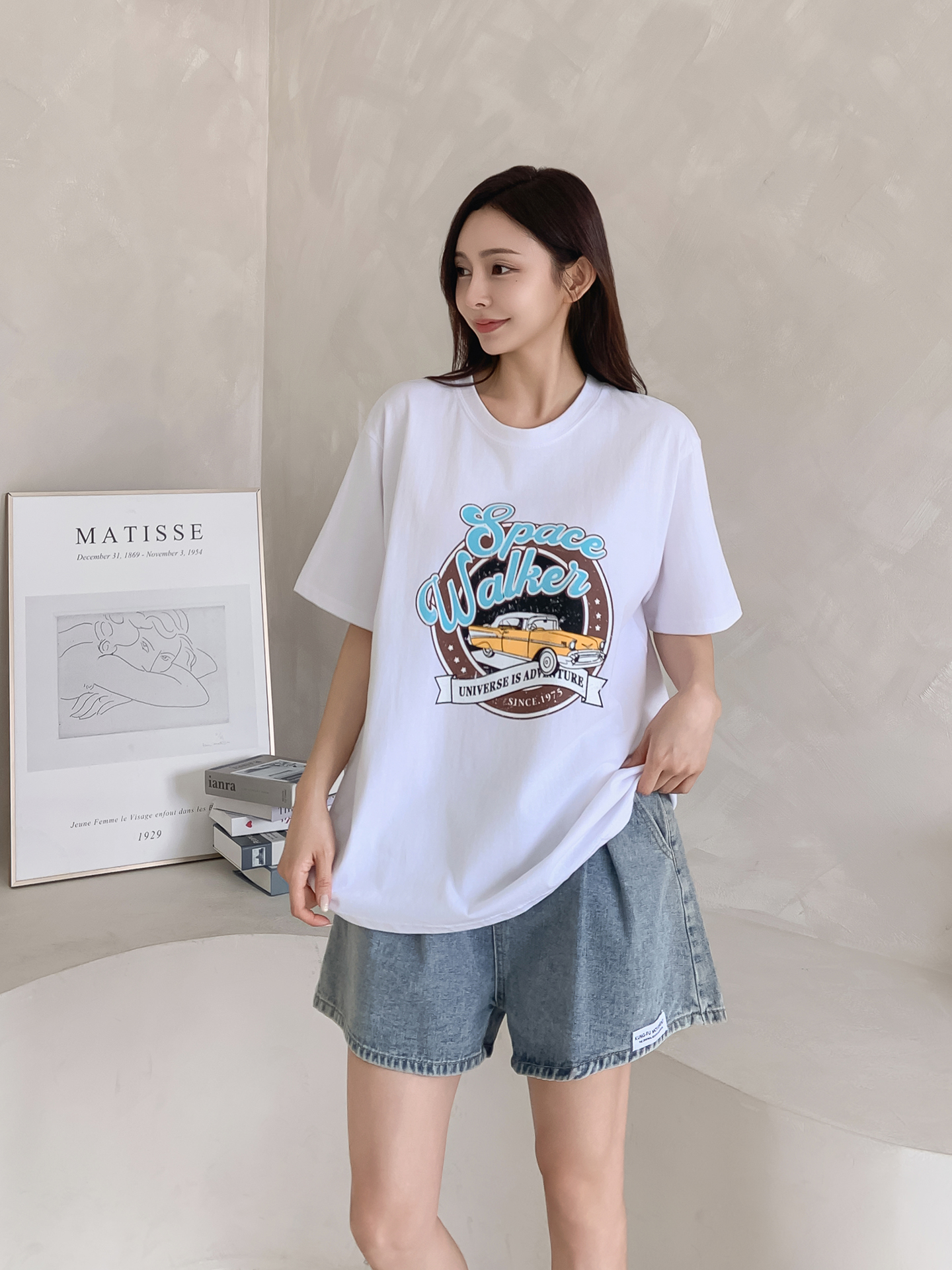 コットンラウンドネック半袖プリントTシャツ | 詳細画像2