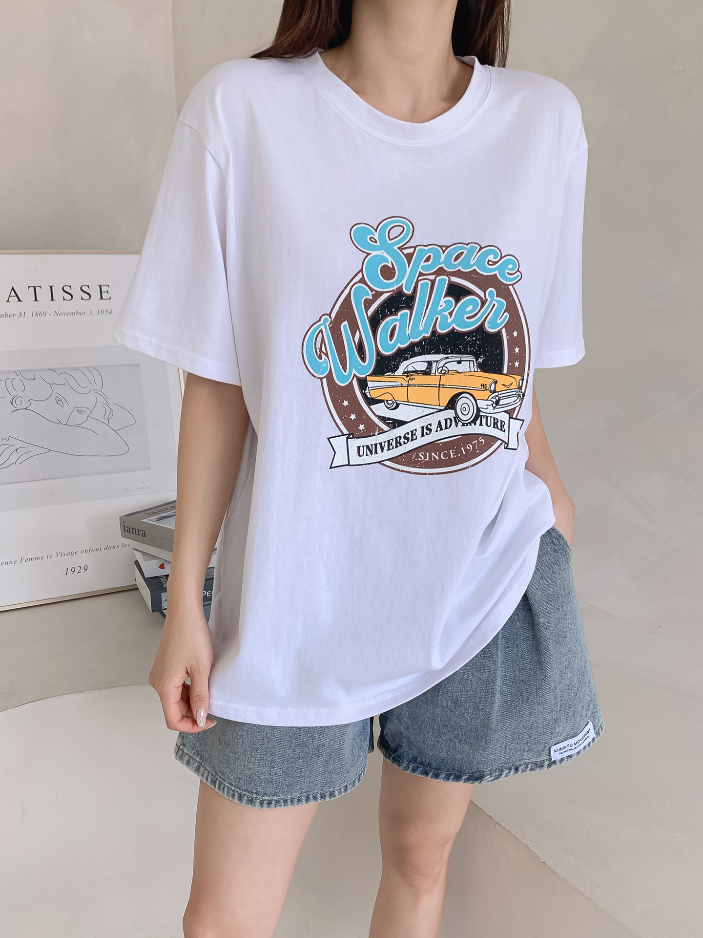 コットンラウンドネック半袖プリントTシャツ | 詳細画像8