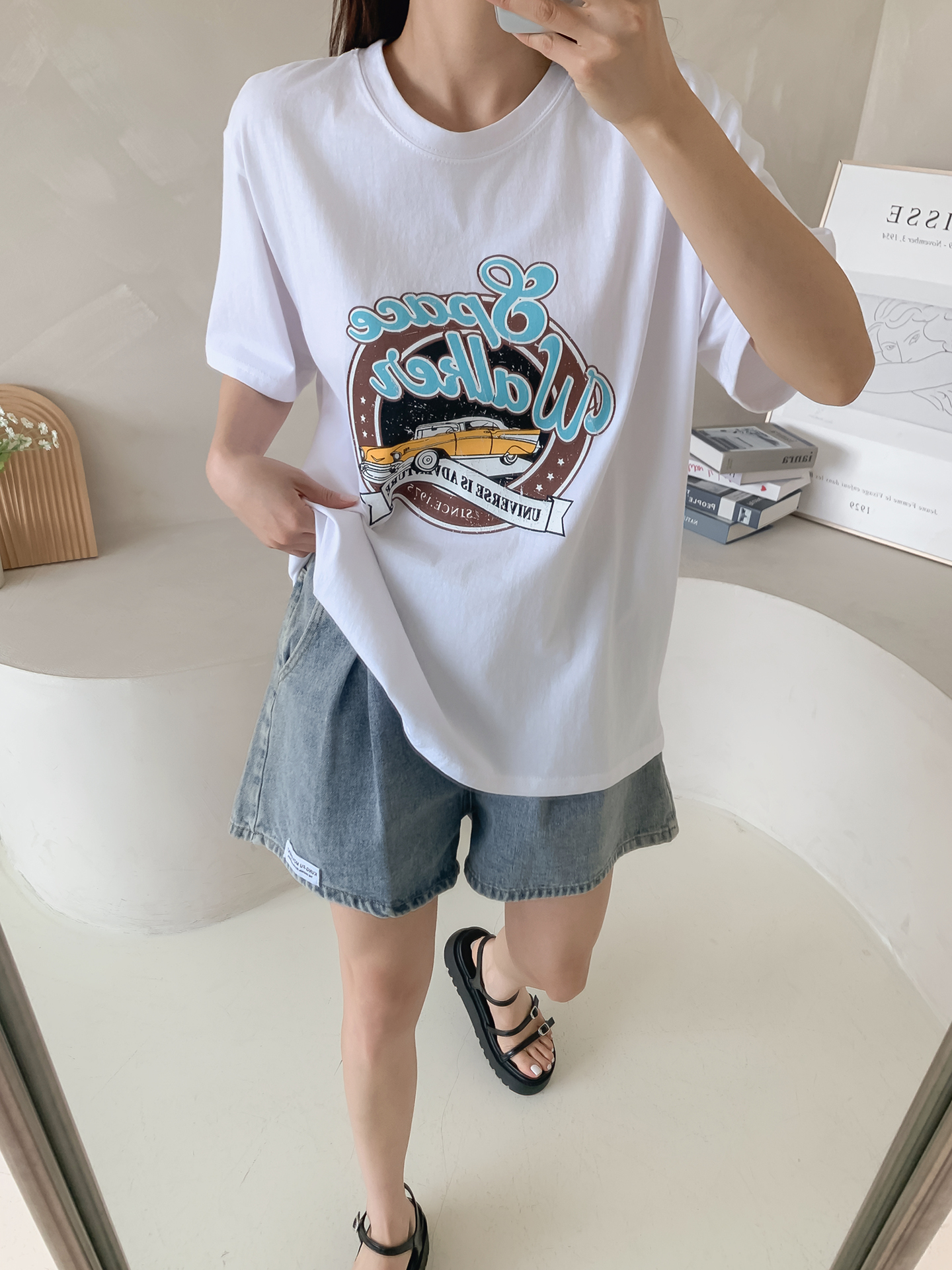 コットンラウンドネック半袖プリントTシャツ | 詳細画像10
