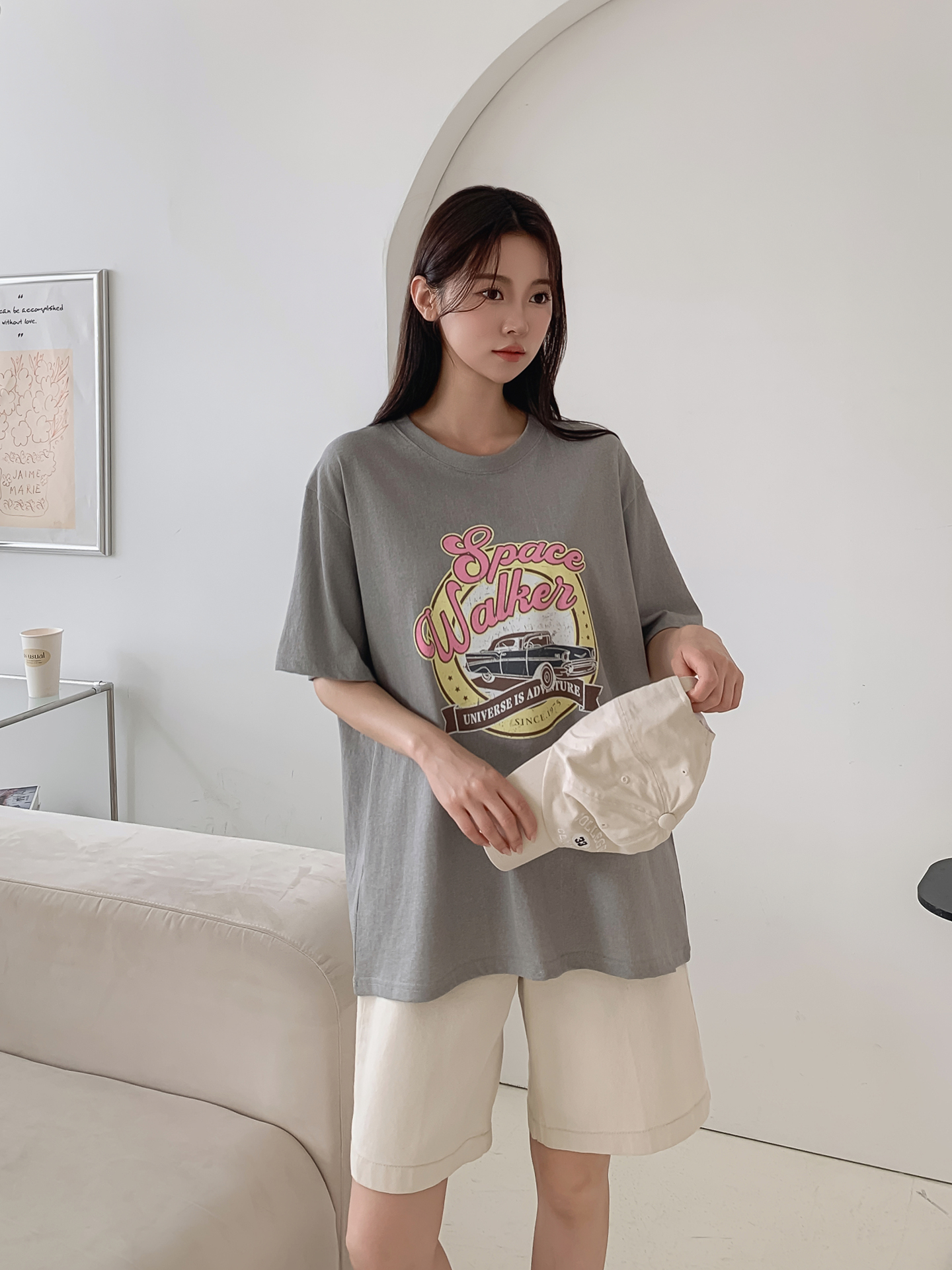 コットンラウンドネック半袖プリントTシャツ | 詳細画像12