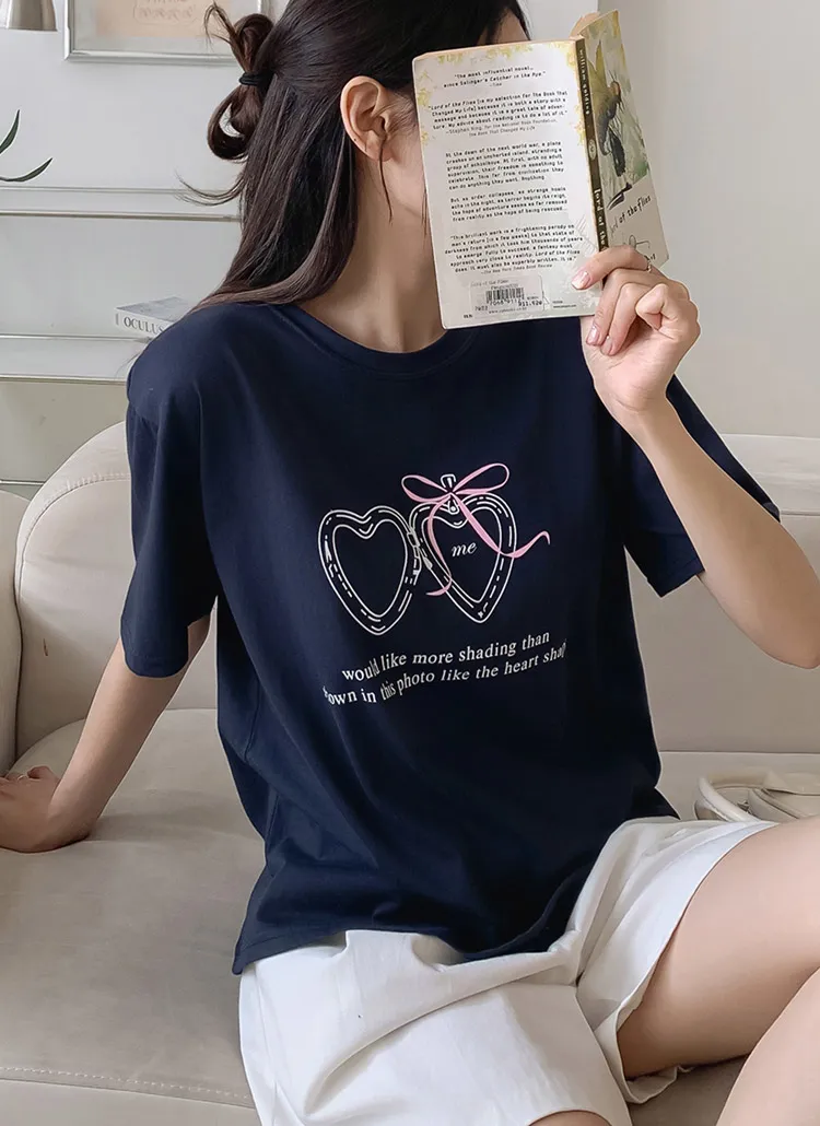 コットンラウンドネック半袖プリントTシャツ | 詳細画像1