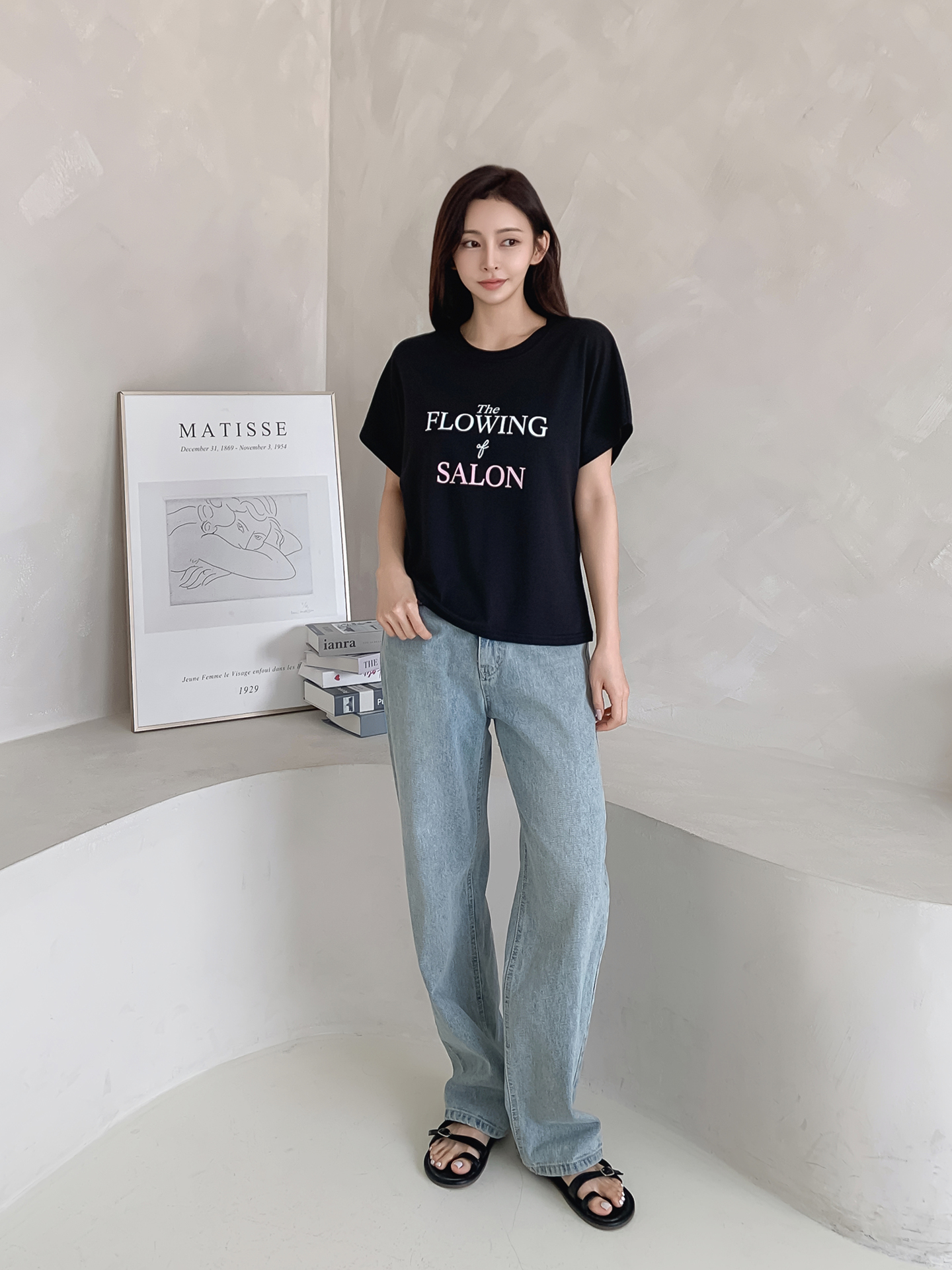 ソフトラウンドネックスリム半袖プリントTシャツ | 詳細画像2