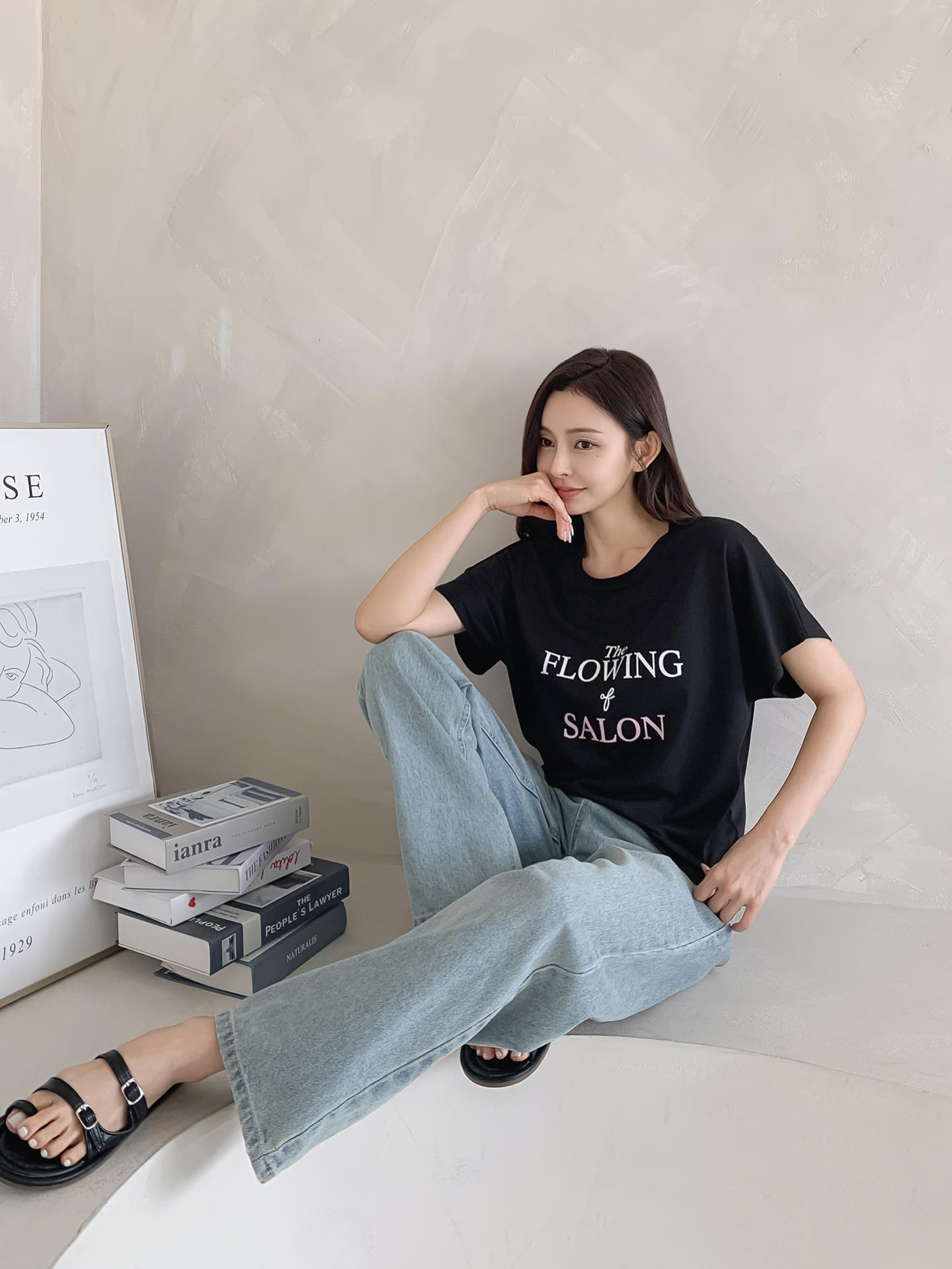ソフトラウンドネックスリム半袖プリントTシャツ | 詳細画像3
