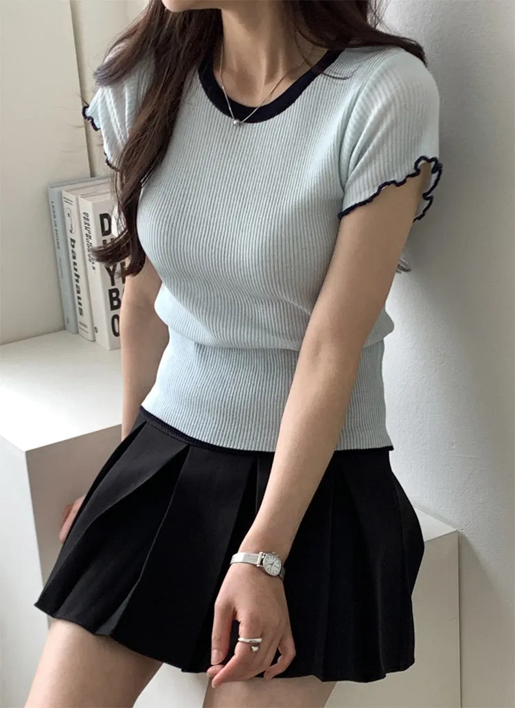ソフトスリム半袖配色Tシャツ | 詳細画像1