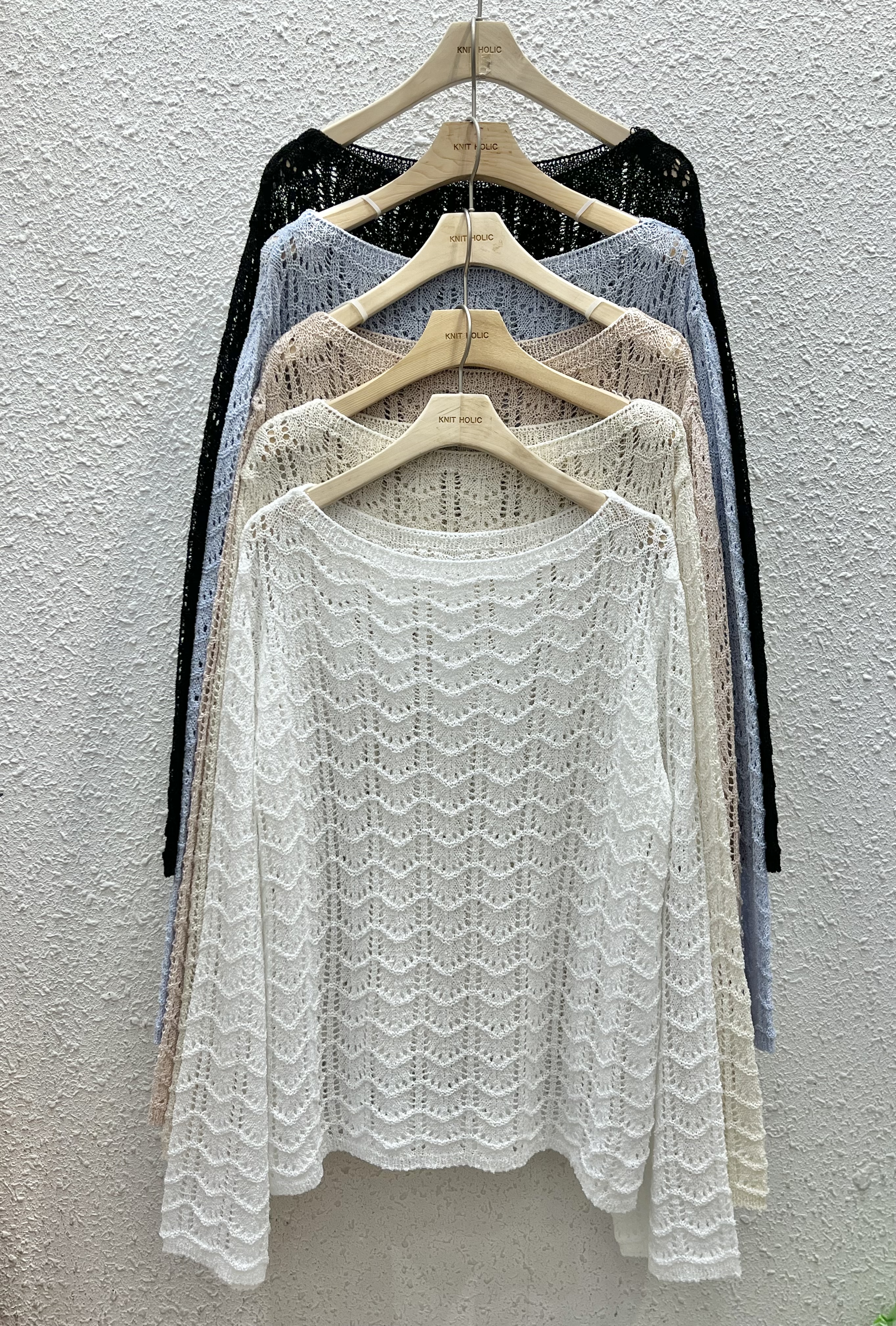 ニットシースルーボートネックルーズ長袖Tシャツ | 詳細画像9