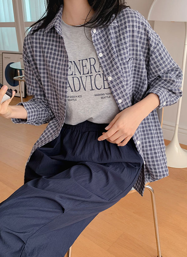 長袖ルーズギンガムチェックシャツ | レディースファッション通販 - DHOLIC